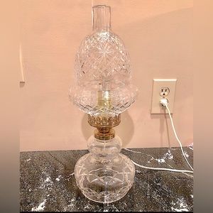 *VINTAGE* Waterford Crystal Acorn Electric Hurricane Table Lamp (2 Piece)